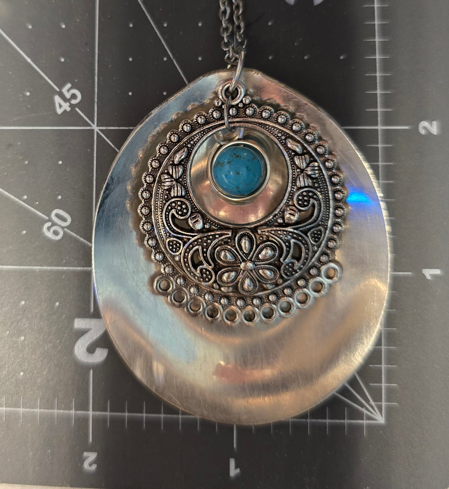 Vintage Turquoise Spoon Pendant